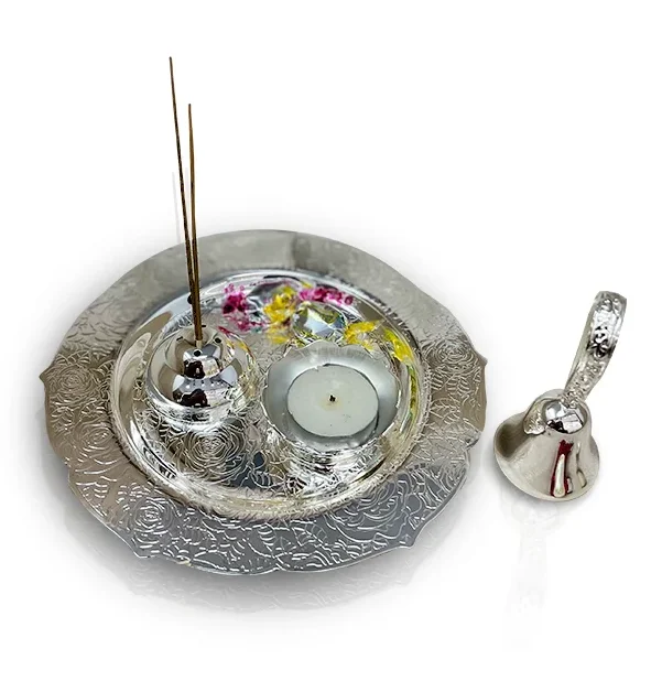 Rose Embossing Puja Thali